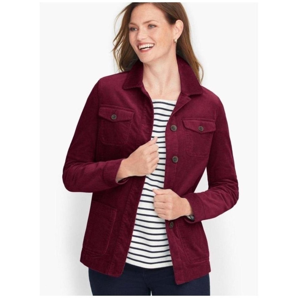 Womens Talbots Corduroy Utility Lightweight Button Up Jacket
